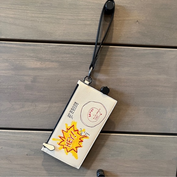 Coach X Jean Michel Basquiat Pouch & Card ID Wallet 2pcs NWOT pebble leather - Picture 3 of 16